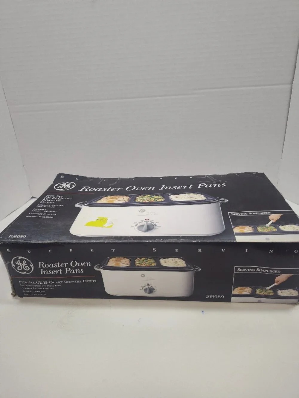 GE 169089 Roaster Oven Insert Pans 3 Buffet Serving Pans 18 Qt New Open Box